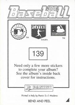 1994 Panini Stickers #139 Rickey Henderson Back
