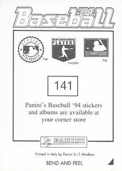 1994 Panini Stickers #141 John Olerud Back