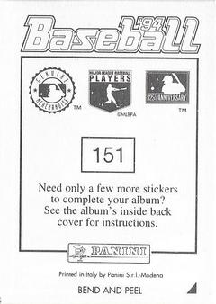 1994 Panini Stickers #151 John Smoltz Back