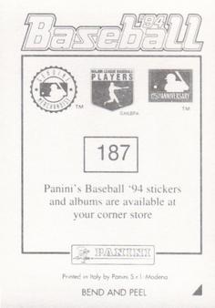 1994 Panini Stickers #187 Walt Weiss Back