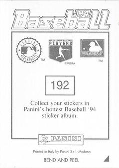 1994 Panini Stickers #192 Andujar Cedeno Back