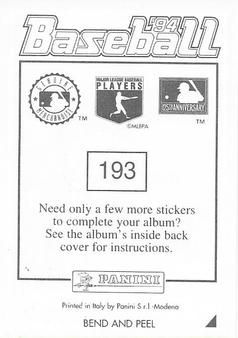 1994 Panini Stickers #193 Doug Drabek Back