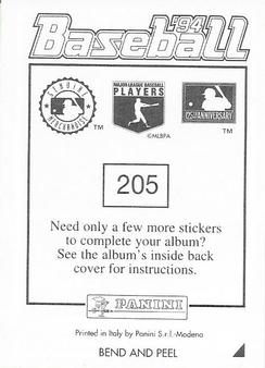 1994 Panini Stickers #205 Darryl Strawberry Back