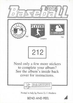 1994 Panini Stickers #212 Mike Lansing Back