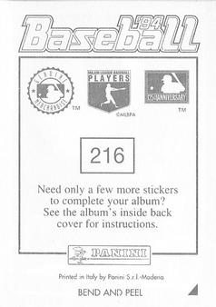 1994 Panini Stickers #216 Jeromy Burnitz Back