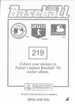 1994 Panini Stickers #219 Howard Johnson Back