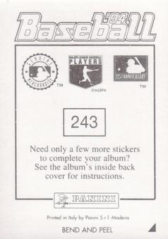 1994 Panini Stickers #243 Gregg Jefferies Back