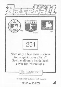 1994 Panini Stickers #251 Brad Ausmus Back