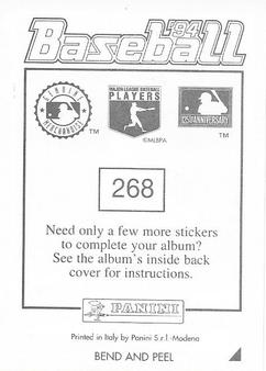 1994 Panini Stickers #268 Matt Williams Back