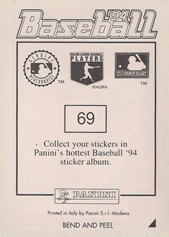1994 Panini Stickers #69 Alan Trammell Back
