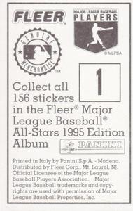 1995 Fleer Panini Stickers #1 Tom Glavine Back