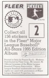 1995 Fleer Panini Stickers #2 Doug Drabek Back