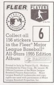1995 Fleer Panini Stickers #6 Greg Maddux Back