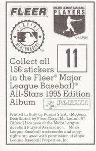 1995 Fleer Panini Stickers #11 Wilson Alvarez Back