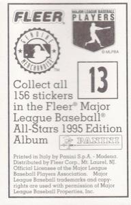 1995 Fleer Panini Stickers #13 Mike Mussina Back