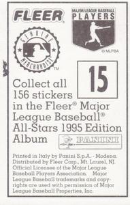 1995 Fleer Panini Stickers #15 Pat Hentgen Back