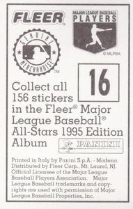 1995 Fleer Panini Stickers #16 Randy Johnson Back