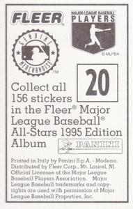 1995 Fleer Panini Stickers #20 Dennis Martinez Back