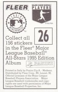 1995 Fleer Panini Stickers #26 Sandy Alomar Jr. Back