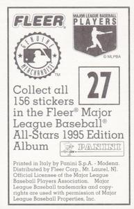 1995 Fleer Panini Stickers #27 Chris Hoiles Back