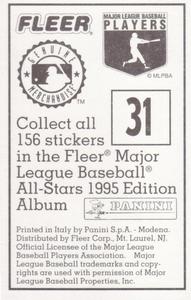 1995 Fleer Panini Stickers #31 Jeff Bagwell Back