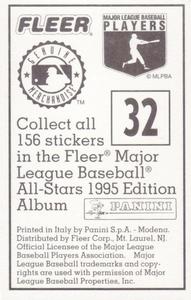 1995 Fleer Panini Stickers #32 Mark Grace Back