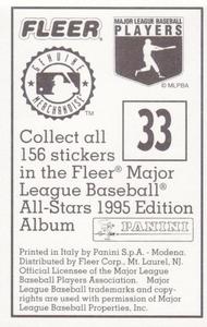 1995 Fleer Panini Stickers #33 Gregg Jefferies Back