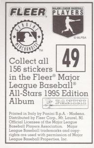 1995 Fleer Panini Stickers #49 Carlos Baerga Back