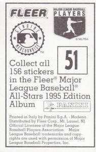 1995 Fleer Panini Stickers #51 Bobby Bonilla Back
