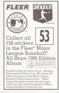 1995 Fleer Panini Stickers #53 Todd Zeile Back