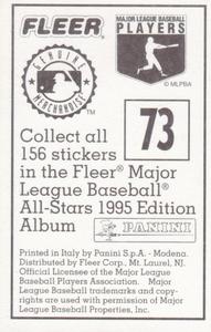 1995 Fleer Panini Stickers #73 Barry Bonds Back