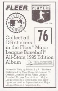 1995 Fleer Panini Stickers #76 Raul Mondesi Back