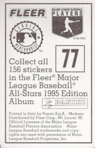 1995 Fleer Panini Stickers #77 David Justice Back