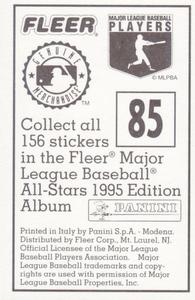 1995 Fleer Panini Stickers #85 Joe Carter Back