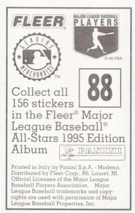 1995 Fleer Panini Stickers #88 Tim Salmon Back