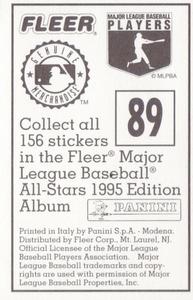 1995 Fleer Panini Stickers #89 Paul O'Neill Back