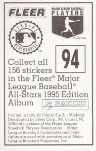1995 Fleer Panini Stickers #94 Kirk Gibson Back