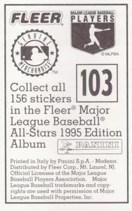 1995 Fleer Panini Stickers #103 Joey Hamilton Back