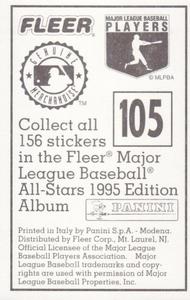 1995 Fleer Panini Stickers #105 Manny Ramirez Back