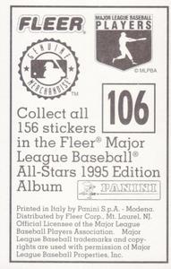 1995 Fleer Panini Stickers #106 Bob Hamelin Back