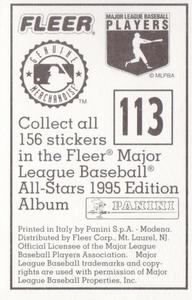 1995 Fleer Panini Stickers #113 Frank Thomas Back
