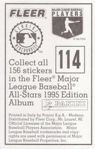 1995 Fleer Panini Stickers #114 Bob Hamelin Back