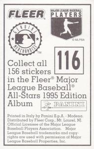 1995 Fleer Panini Stickers #116 Matt Williams Back