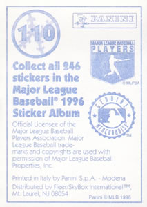 1996 Panini Stickers #110 Deion Sanders Back