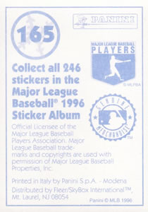 1996 Panini Stickers #165 Al Leiter Back