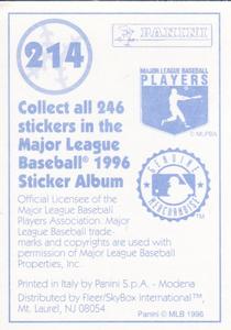 1996 Panini Stickers #214 Mark Langston Back