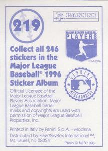1996 Panini Stickers #219 Oakland A's Team Logo Back