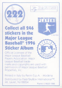 1996 Panini Stickers #222 Rickey Henderson Back