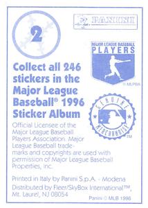 1996 Panini Stickers #2 Tom Glavine Back