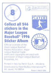 1996 Panini Stickers #8 Chipper Jones Back